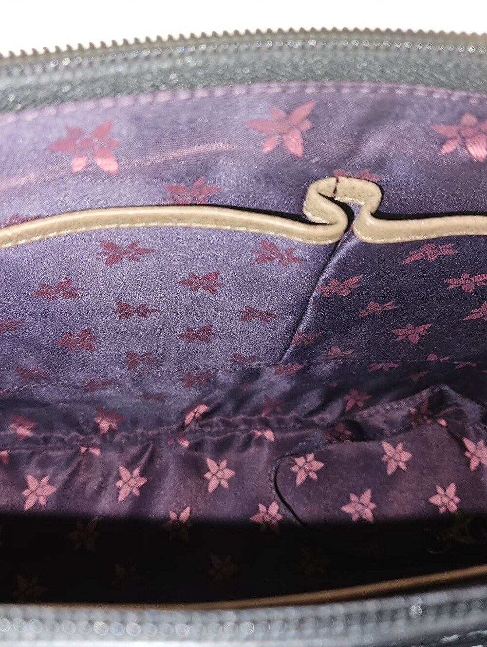 Anuschka Hand Painted Floral Guardian Angel Black and Pink Purse - Picture 7 of 14